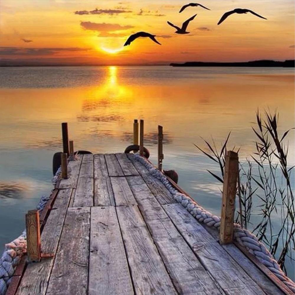 5D DIY diamantová malba Zvířecí sova Diamantové vyšívání Krajina Západ slunce Mozaika Křížkový steh Domácí dekorace Vánoční dárek