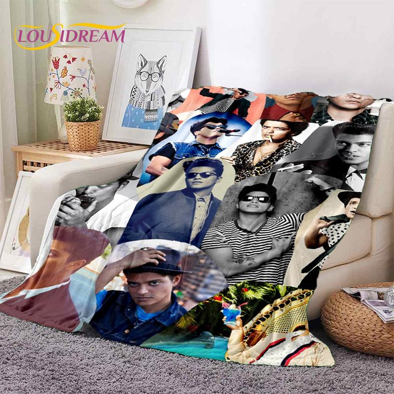 Bruno Mars 3D Singer Star Soft Flannel Blankets,Throw Blanket Comfortable Blanket for Picnic Beds Home Bedroom Cover Kids Gift