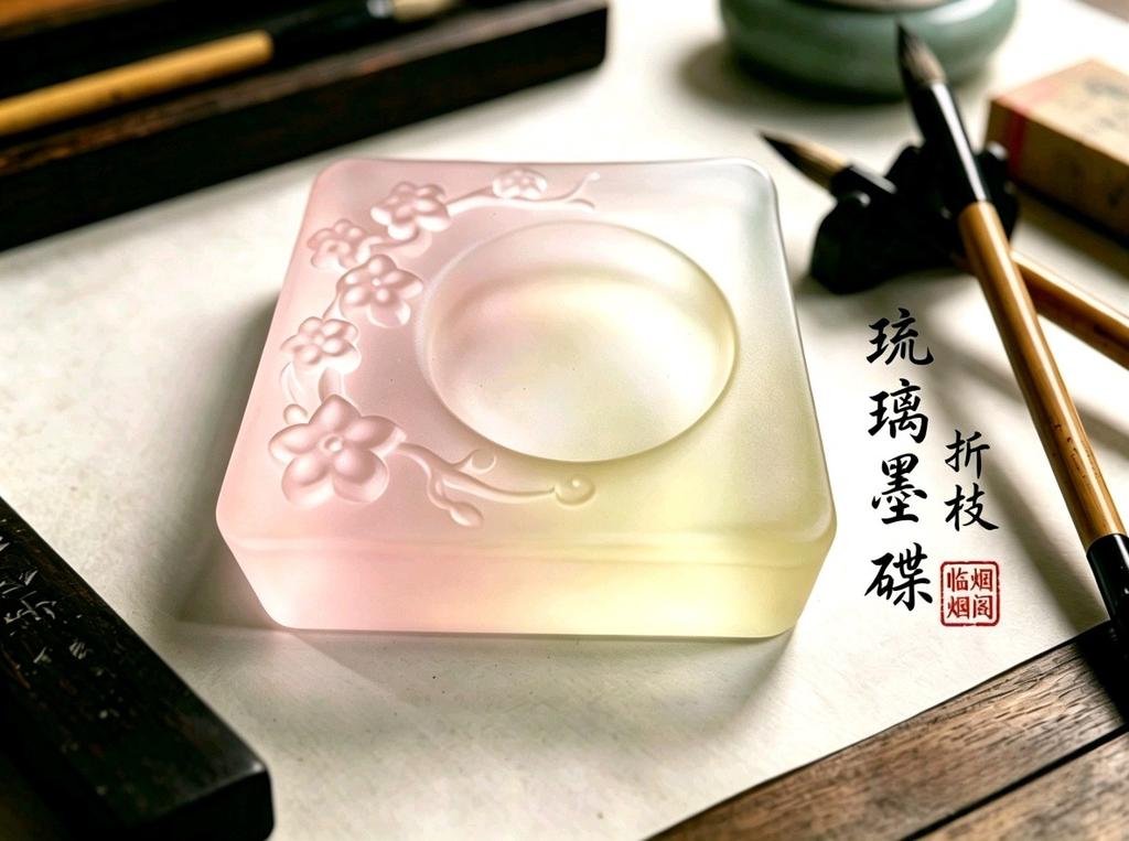 Elegant Glass Ink Dish Tray Multifunctional Chinese Calligraphy Brush Rest Paperweight