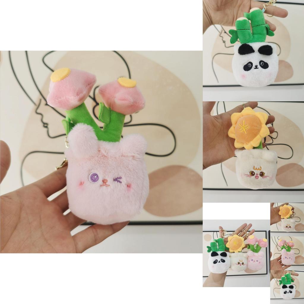 Adorable Panda Plush Keychain Cute Animal Doll Short Plush Hanging Accessory