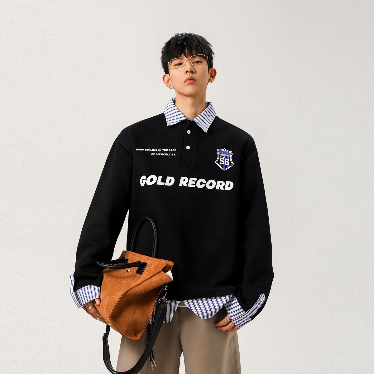 

American Faux Polo Hoodie: Trendy 2-Piece, High-End Spring Pullover with Scruffy Cool Style & Long Sleeves XL чорний