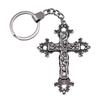 Chaveiro Cruz Floral Gótica Pingente com Tema Religioso Argola 30mm