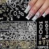 120pcs Bow Charms Nails Rhinestones for Nails Rhinestones Crystal Mini Ribbon Parts Nail Art Supplies MJZ11