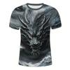 2025 Summer Fashion O-Collar 3d Printed Dragon Pattern Digital Printed T-Shirt Casual Personality Street Plus Size Loose Top
