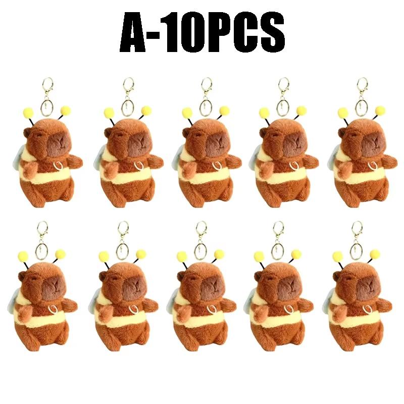 Cute Capybara Keychain Plush Toy with Bubble Popping and Tail Wagging Fun Stuffed Animal Key Ring for Bag Backpack Purse