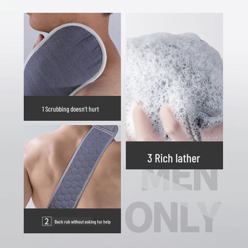 Northeast Exfoliating Bath Scrubber Set: Gray, Long Strip, Double-Sided, Fine Sand Texture - 3 Pieces