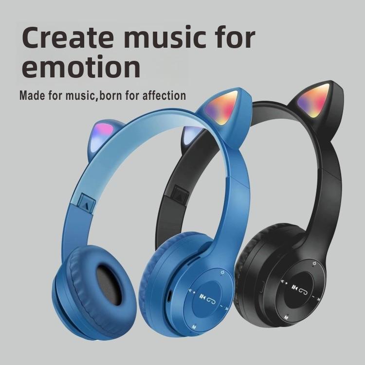 P47M Wireless Bluetooth Headset with Colorful Cat Ear Lights