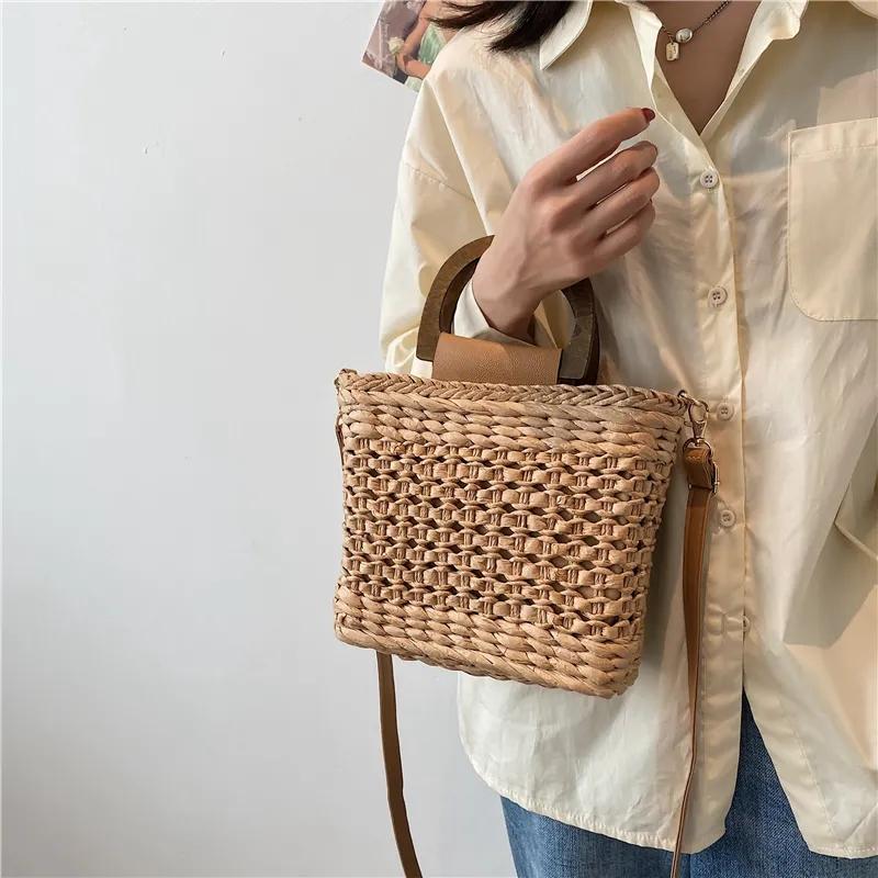 Yogodlns Summer Straw Bag Women Bohemian Straw Beach Bag Casual Handle Bag Large Capacity C rossbody Bag Handmade Lady Purse