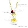 Stainless Steel Love Heart Sunflower Pendant Necklace, 18K Gold Plated, Non-Fading Jewelry for Women