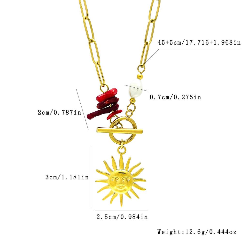 Stainless Steel Love Heart Sunflower Pendant Necklace, 18K Gold Plated, Non-Fading Jewelry for Women