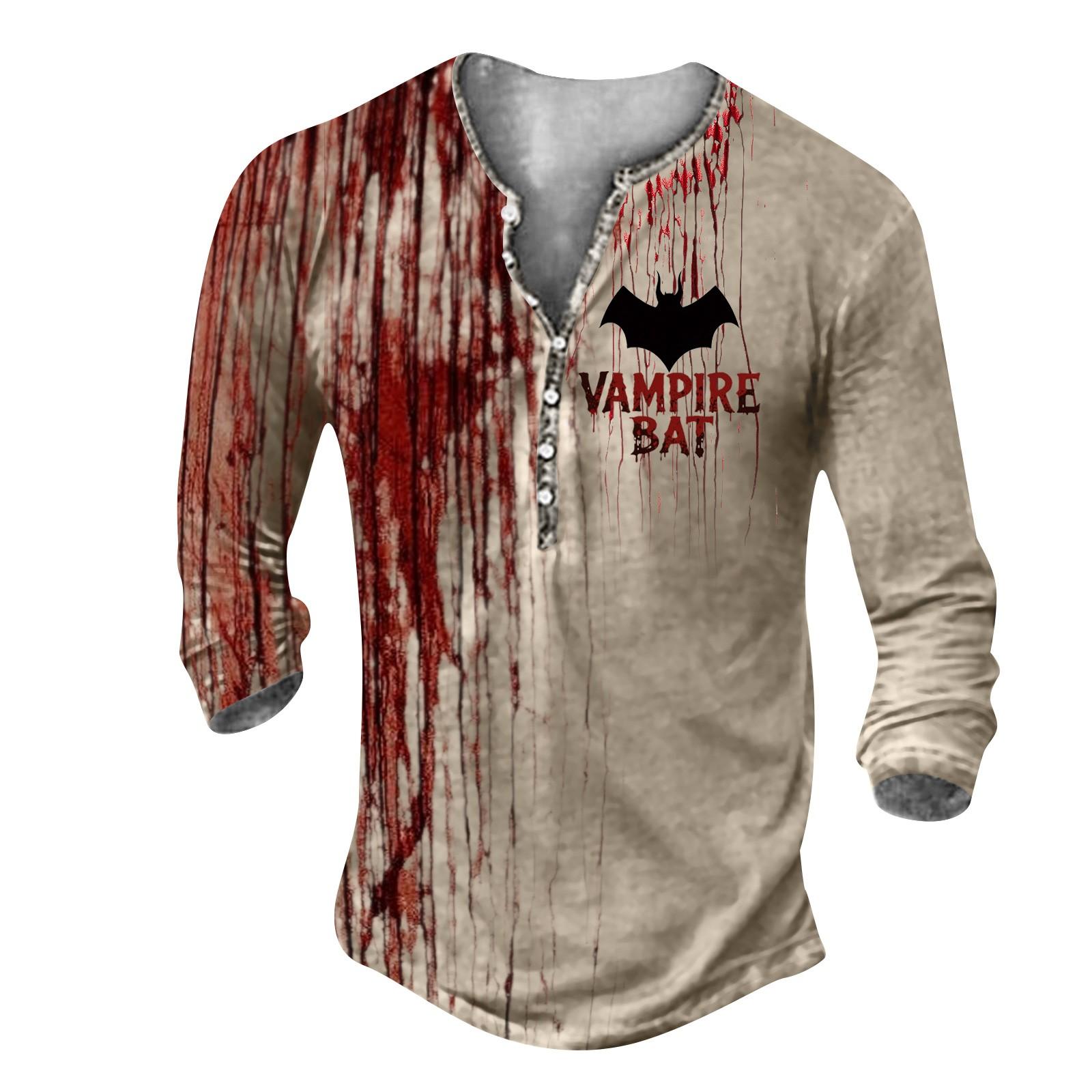 

Unisex Summer Printed Button T-Shirt Unisex Loose Casual Three-quarter Sleeves Top XL винный