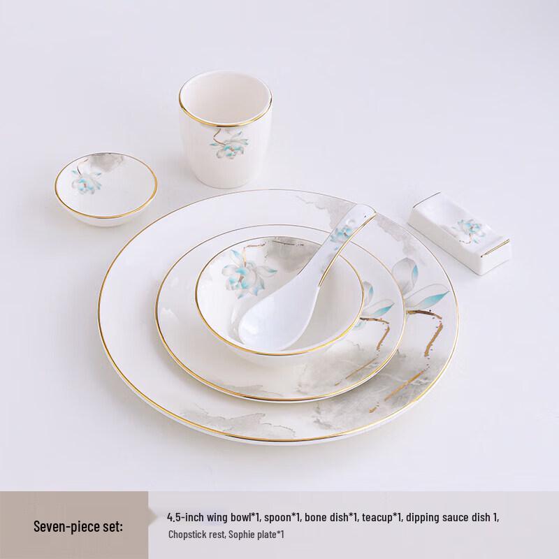 Golden Lotus Ceramic Tableware Set