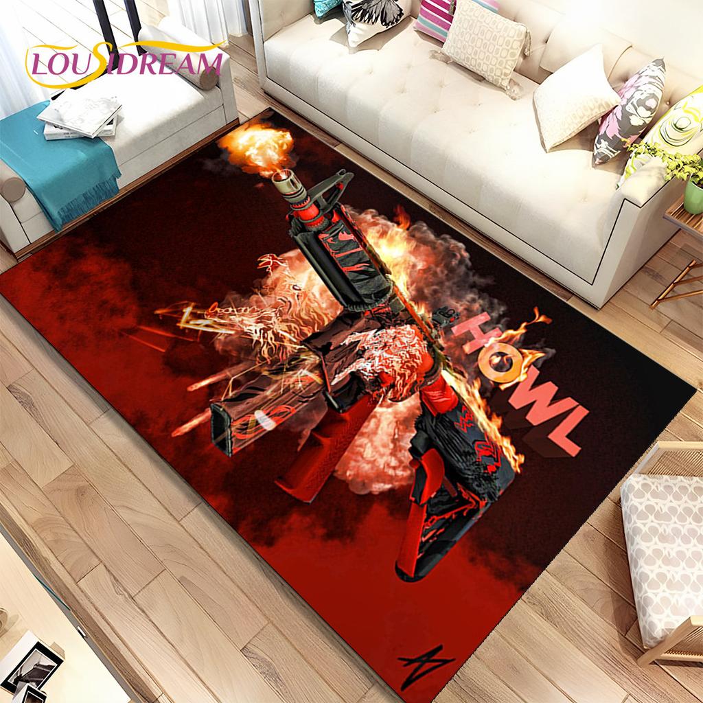 CS,USP,AK,M4,AWP,Gewehrpistolen-Patronengewehr-Bereichsteppich,Teppich für Zuhause, Wohnzimmer, Schlafzimmer, Sofa, Fußmatte, Dekor, rutschfeste Bodenmatte