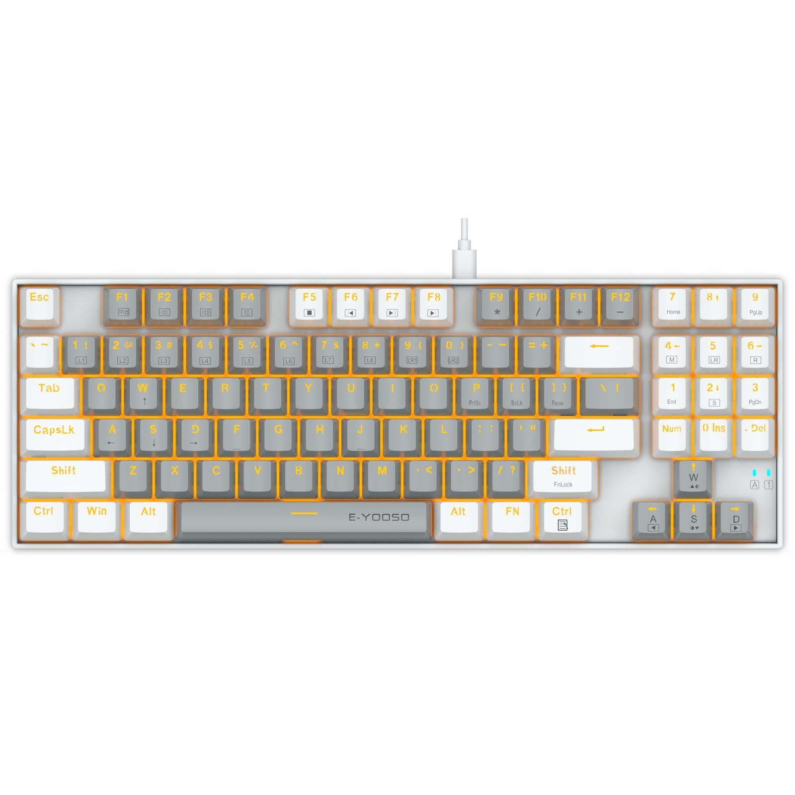 

Gaming Keyboard Wired 89 Keys Alphabet Numeric Function Keys USB Compact Mechanical Keyboard Double Spell Color Full Function Brown Red Blue Axis