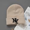 1/2/3pcs Unisex Winter Beanie Hats, Solid Color Knitted Warm Outdoor Caps with Embroidered Hand Washable