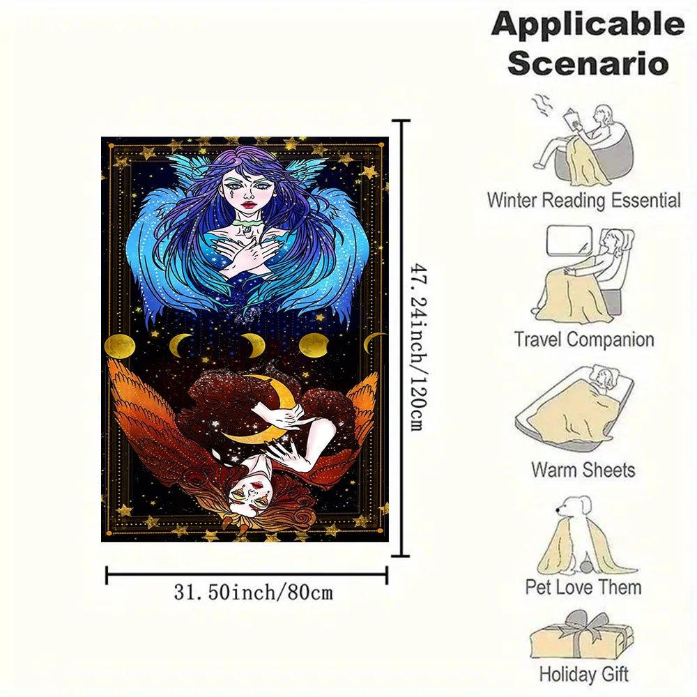 "Enchanted Celestial Wings Fantasy Art Print"Blanket Flannel Throw Blanket for Sofa, Bed, Travel, Camping, Office, Couch, Chair, And Bed Gif