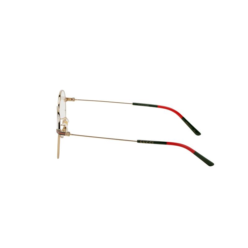 Gucci optical glasses [Available prescription] Gold frame, transparent lens, side webbing GG1054OK-002 51 F dust bag + glasses case (random color)