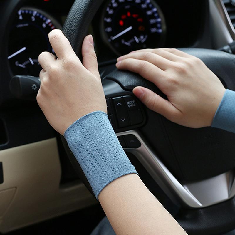 1Pair Elastic Wristband Breathable Summer Ice Silk Cooling Sweat-absorbent Sports Cycling Running Wrist Straps