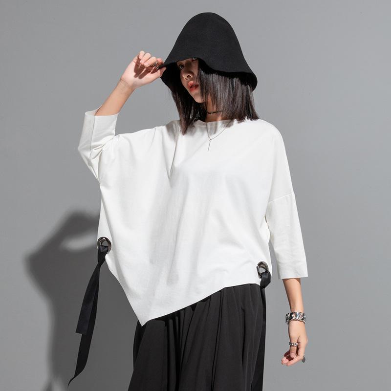 European & American Summer Eyelet Bat Sleeve T-Shirt - Dark Aunt Style Women's Casual Top