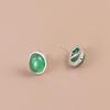 S925 Sterling Silver Green Chalcedony Egg-Shaped Earrings - Elegant, Retro, Versatile Women's Accessories for Mother's Day.