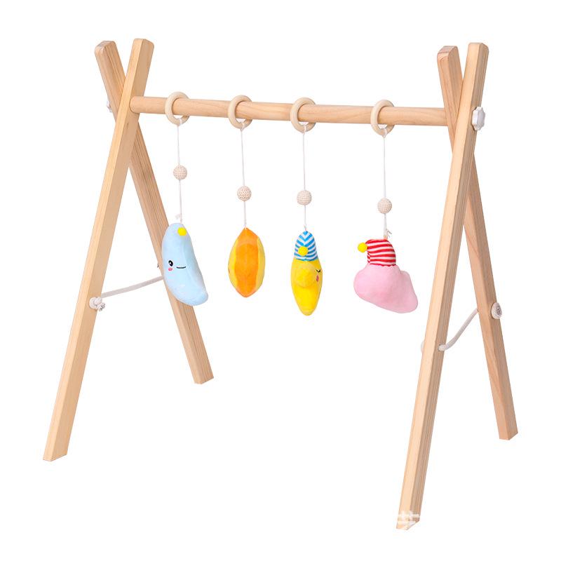Nordic Wooden Baby Fitness Toy with Bells and Hanging Ornaments