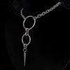 Punk Personality Silver Stainless Steel Circular Ring Long Rivet Pendant Choker Necklace for Men Women Jewelry Accessories