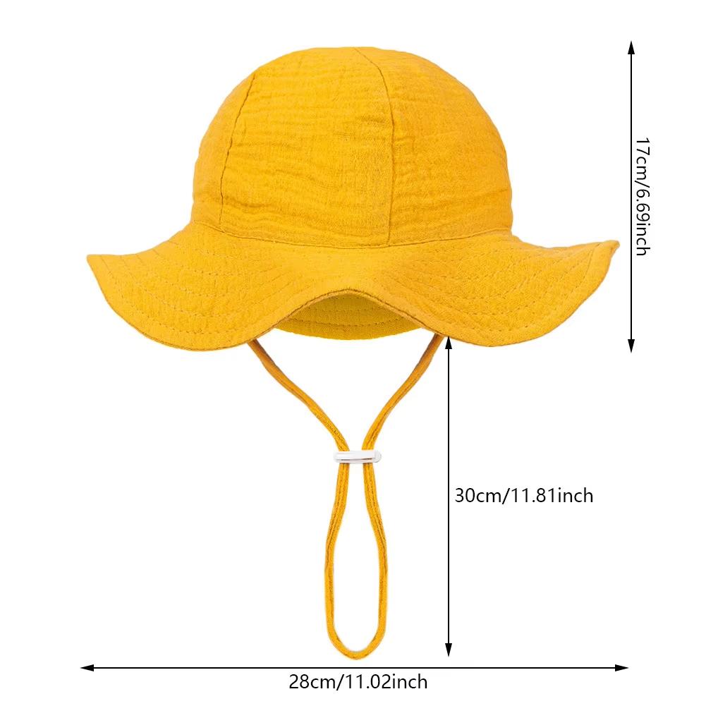 3-12M Children Fisherman's Cap Muslin Cotton Panama for Kids Baby Girl Boy Sun Hat Solid Color UV Bucket Hat Child Outdoor Cap