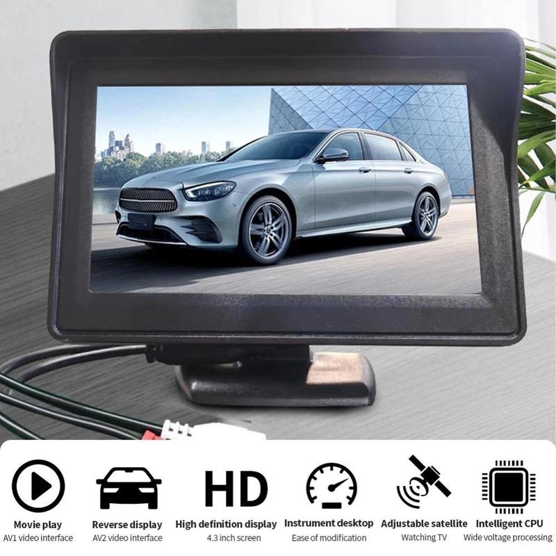 Car Video Rearview 4.3 Display HD Night Vision 8LED Lights Reversing Image Car Camera 12V-24V Ultra-clear Screen Video
