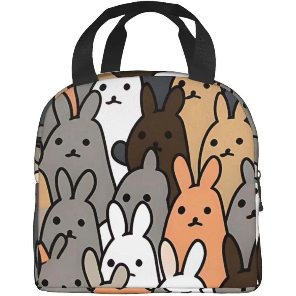 

Мультфильм Модный Chronst Группа Кроликов Ланч-Бэги, Животные Многоразовый Ланч-Бокс Для Женщин Мужчин Ланч-Тоут для Работы В Колледже 22x20x13CM лавандовый