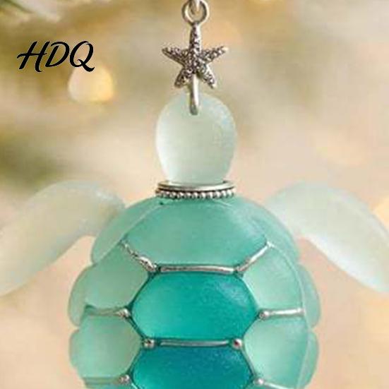 Holiday Party Favors Sea Glass Marine Life Advent Calendar 24 Day Countdown Box Christmas Eve Surprise with Ocean Animal Acrylic Ornaments,