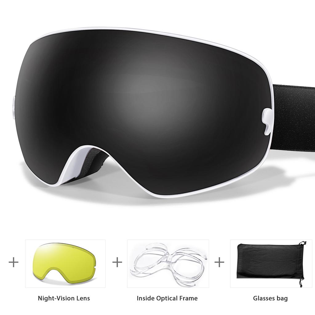 SKI Goggles Anti-Fog Snowboard UV400 Outdoor Sports Snowmobile Ski Mask Men Women Glasses with Replacement Lens Free Gifts