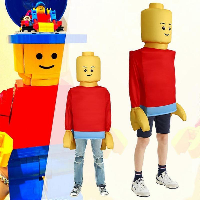 Halloween Lego Man Cosplay Costume Funny Dress Up Party Stage Performance Outfit for Kids Adults