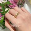 18K Gold Plated Italian Vintage Thorn Vine Gemstone & Flower Ring