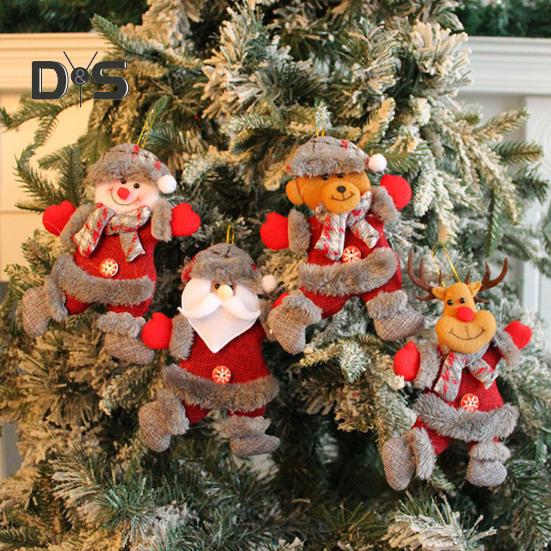 4 Adet Noel Süsleri Peluş Kardan Adam Noel Baba Geyik Ayı Bebek Figürü Kış Asılı Süslemeler Noel Ağacı Ev Dekoru için
