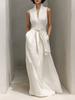Travel Photography Forest Style V-Neck Backless White Train Maxi Dress Fresh Sweet