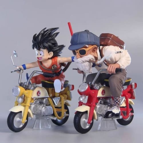 Set of 2 Dragon Ball figures featuring Son Goku and Kame-Sennin on a motorcycle, 13cm, no box. A great gift for kids, anime, car decorations, souvenir