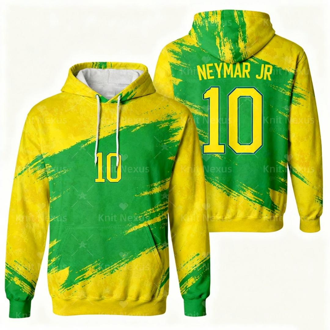 Neymar von Brasilien Fußball-Sweatshirt Nr. 10er Pack Herbstmode Sweatshirts Kinder-, Herren- und Damen-Hoodies S green
