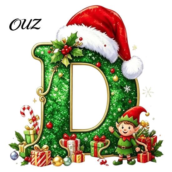 Durable Hanging Letter Decoration 26 Alphabet Christmas Ornament, Personalized Letters Acrylic Tree with Santa Hat Pendant And Elf Boy for Xmas Mantel