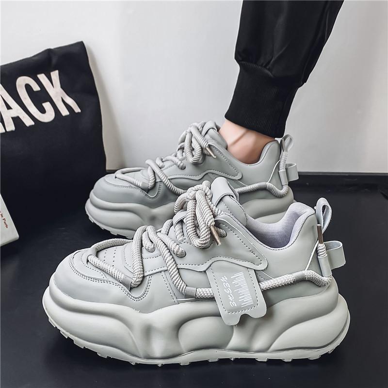 

Модные Новые Изысканные Мужские Кроссовки Модный Тренд Универсальная Повседневная Обувь на Толстой Подошве Увеличивающая Рост Дышащие Беговые Кроссовки 44 серый