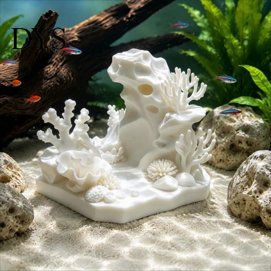 Aquatic Habitat for Small Fish 3D Printed Coral Cave Aquarium Decoration Shrimp, Tank Realistic Sculpture Hideout, Hollow Ornament Hiding Resting And