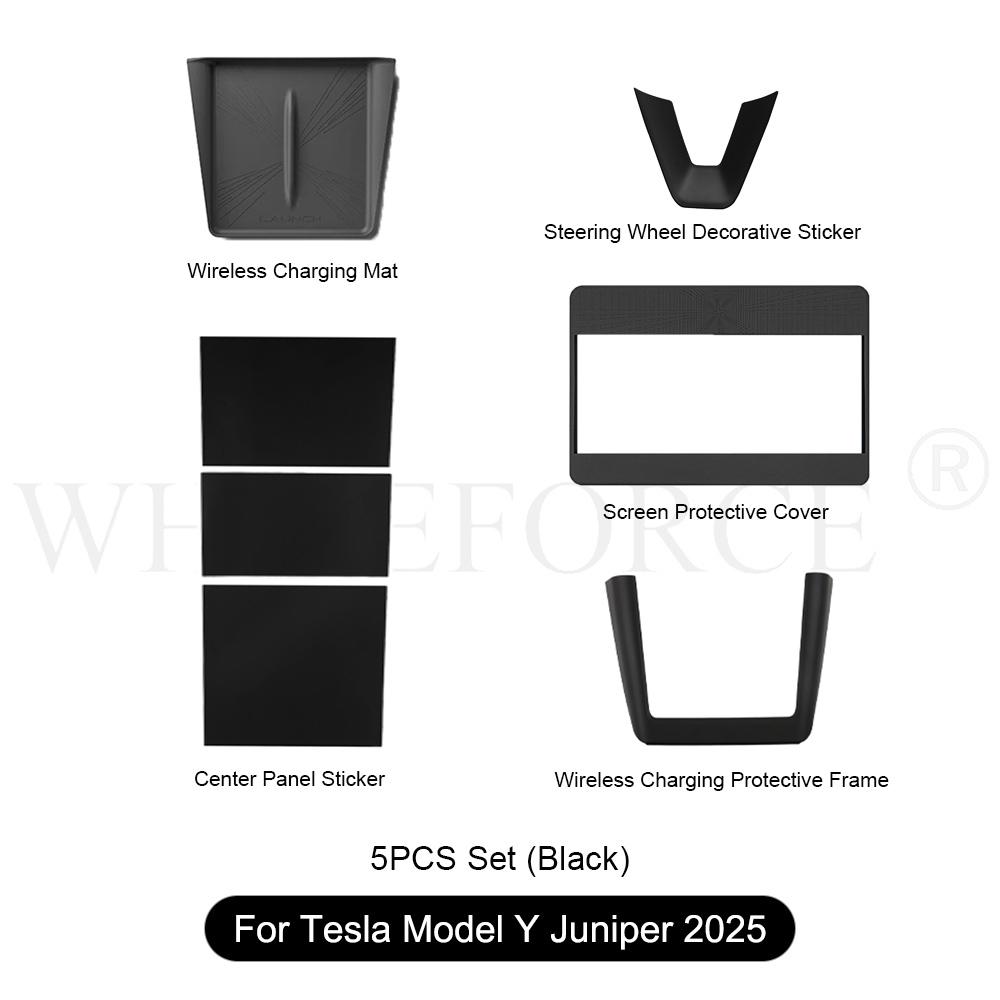 For Tesla Model Y Juniper 2025 Car Wireless Charging Silicone Pad Screen Protective Cover Center Panel Stickers Protection Frame