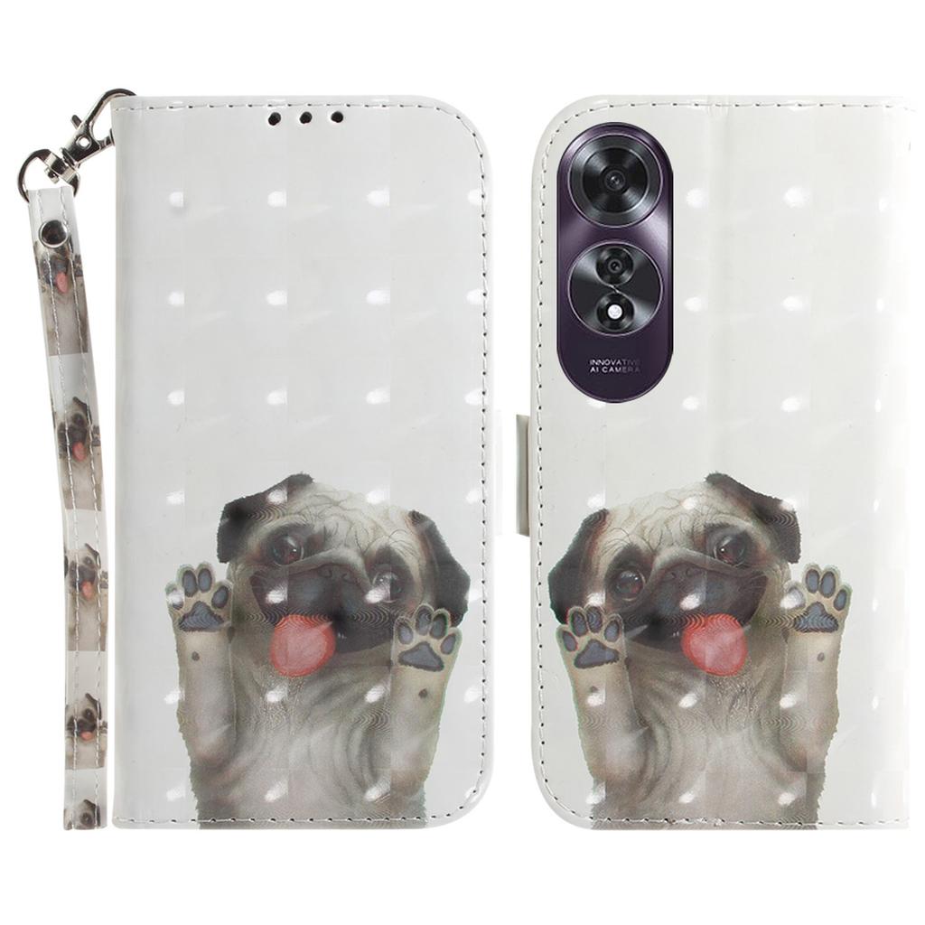 For Oppo A60 4G Case Pattern Printing Leather Wallet Phone Shell with Strap