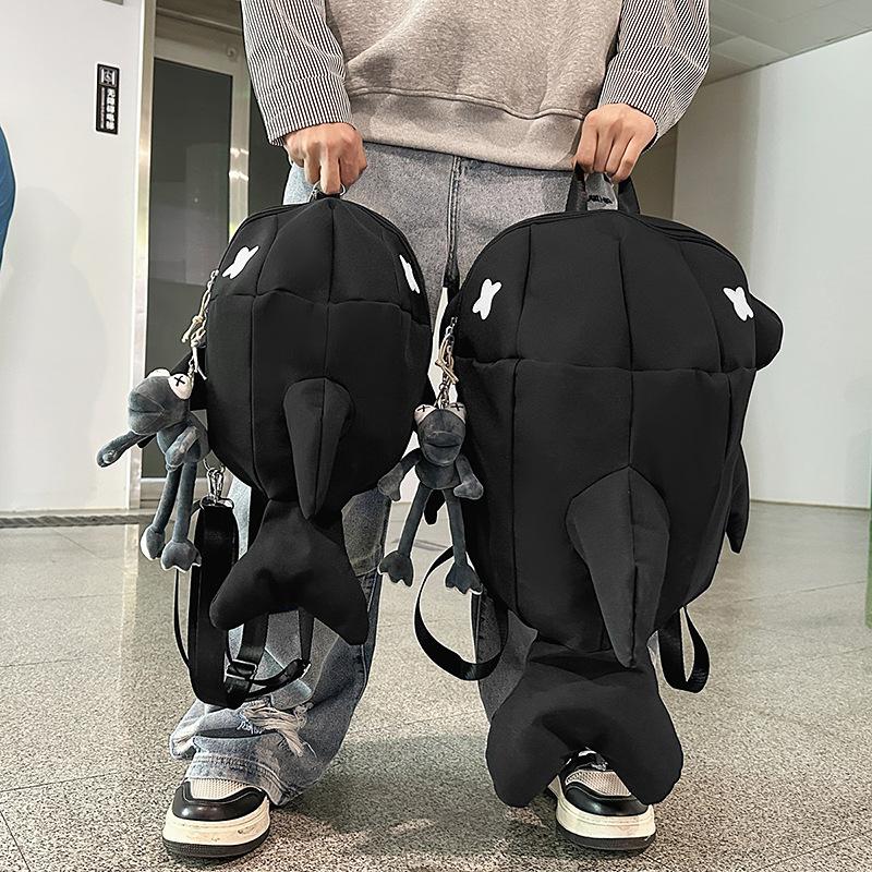 Shark backpack men's trendy brand niche design personality ugly cute breast bag creative backpack female college student funny schoolbag