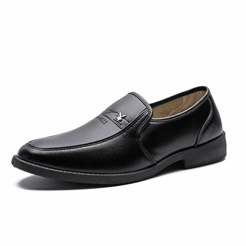 Men's Black Slip-On Leather Shoes: Business Formal & Casual Korean-British Style