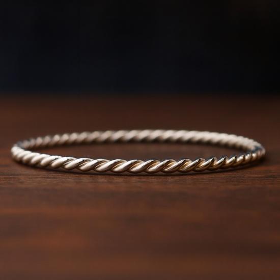 

925 Sterling Silver Twisted Rope Bangle Bracelet, Handcrafted Simple Everyday Wear Jewelry 6 (Inches) серебряный