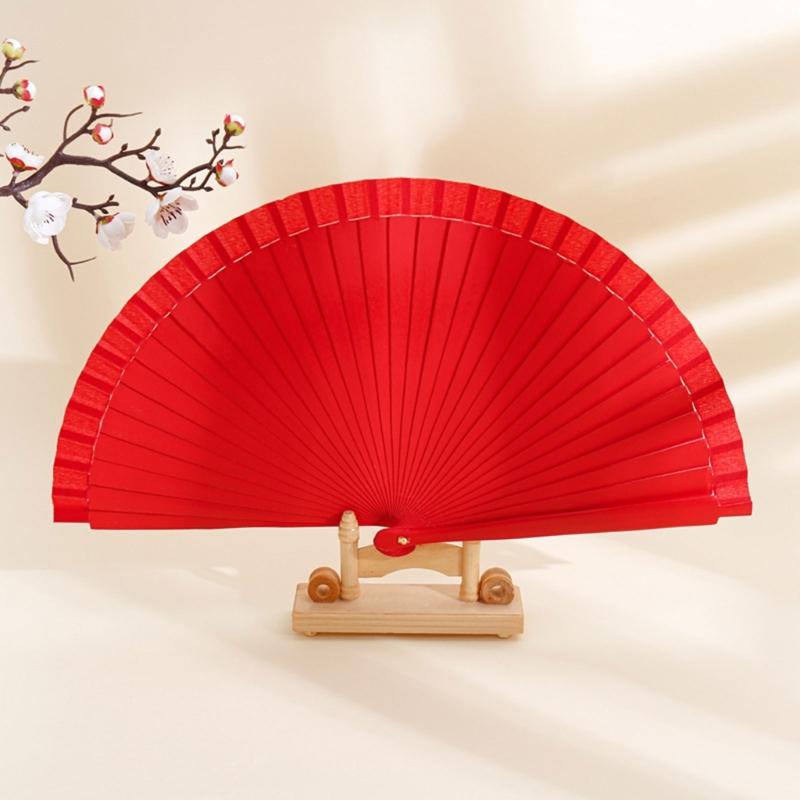 Traditional Wooden Hand Fan Classical Vintage Spanish Solid Color Folding Fan