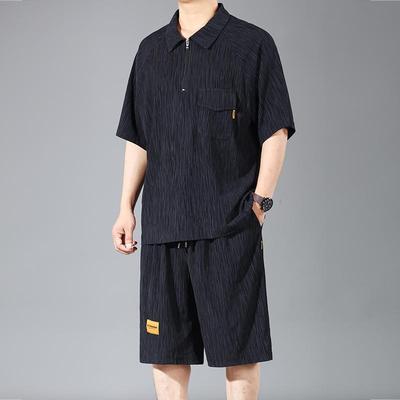 Taglie Forti 4XL-10XL Polo Oversize Set Pantaloncini Estivi Abbigliamento Vintage Set da Uomo 2 Pezzi