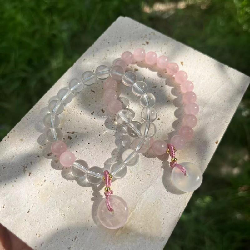Natural White Quartz Crystal Bracelet With Pendant Handmade Minimalist Single Strand Women Friendship Gift