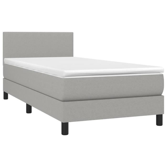 3139849 vidaXL Lit à sommier tapissier avec matelas Gris clair 80x200 cm Tissu