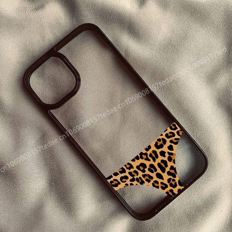 Funny Leopard Prints Panties Clear Phone Case for IPhone 16 15 13 14 12 17 Pro Max 16E INS Creative Y2K Shockproof Back Cover